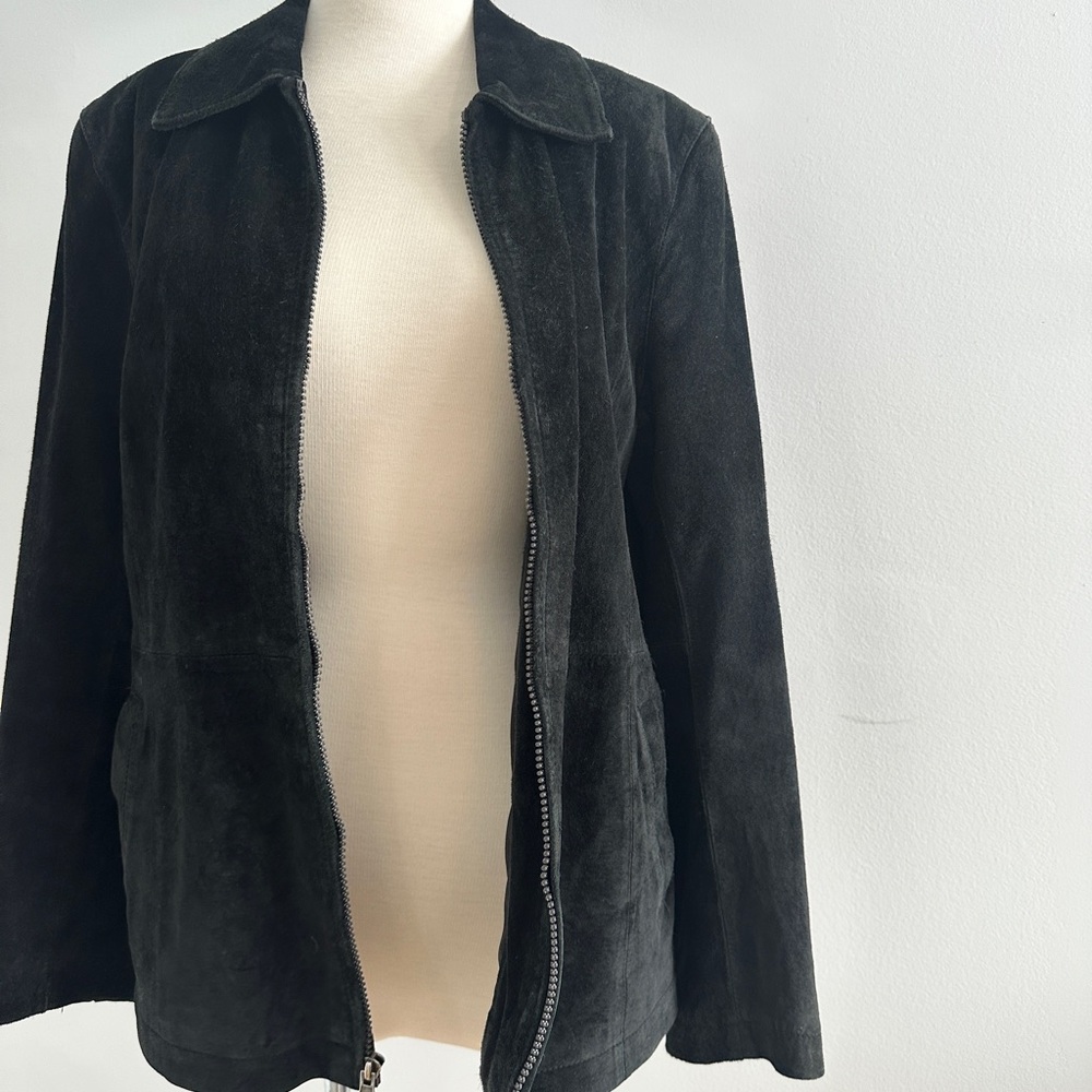 Vintage Black Suede Relaxed Fit Jacket
